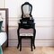 Makeup Dressing Table and Bench 3 Drawers and Cushioned Stool for Girls-Black